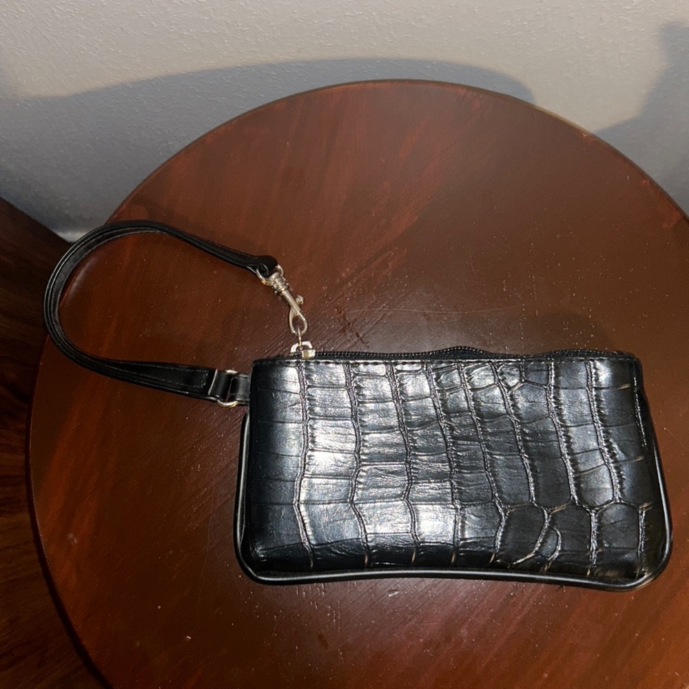 Black patterned leather wristlets